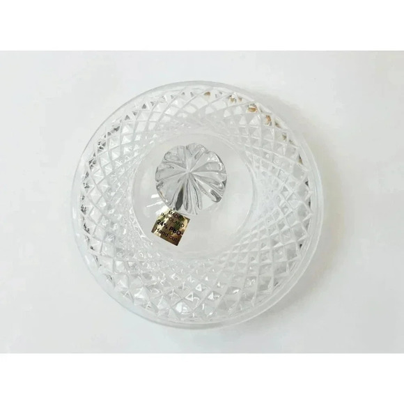 Julia Vintage Crystal Factory Diamond Cut Glass Swan & Foliage Polish Made Jar - Picture 3 of 9